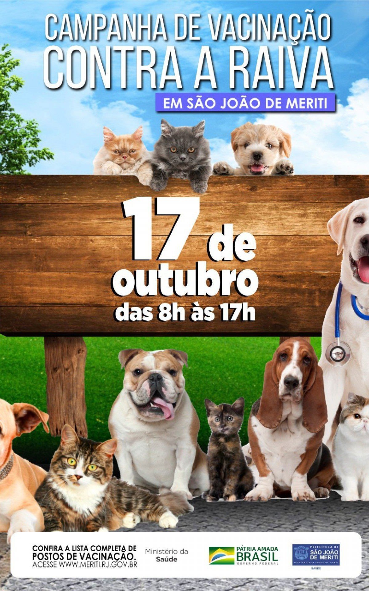 Segunda fase da Campanha de Vacinação Antirrábica em Meriti acontece neste sábado (17) - Divulgação/ PMSJM