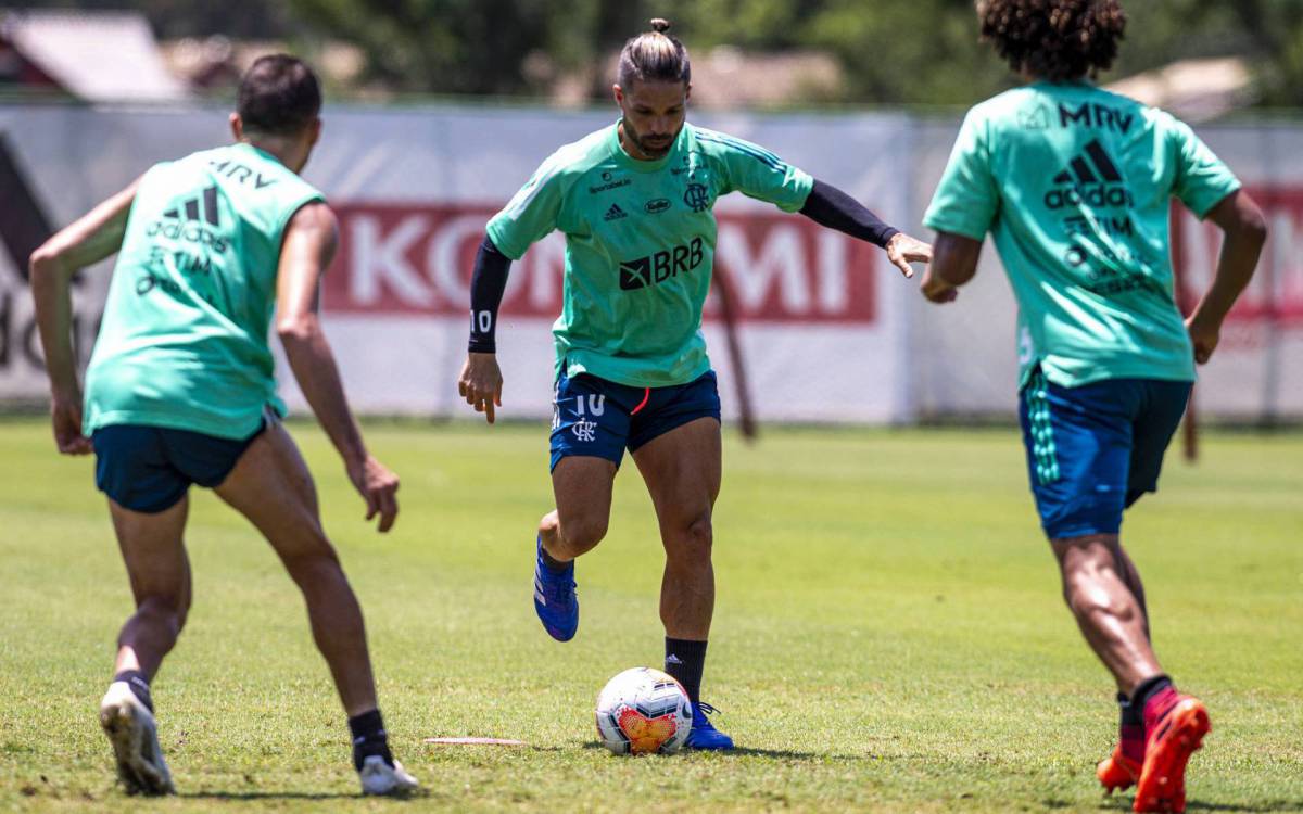 Diego, treino do Flamengo. Marcelo Cortes/Flamengo