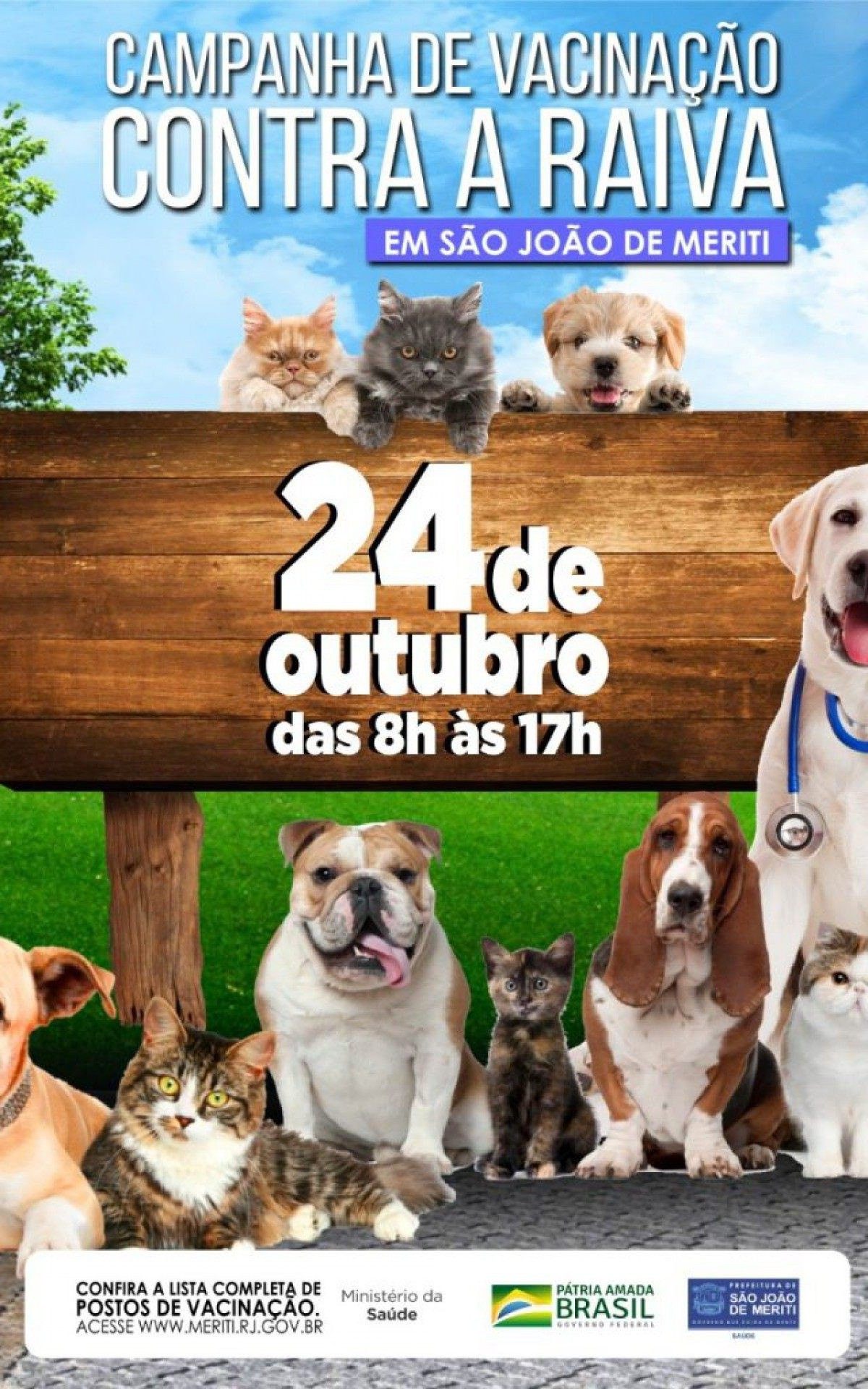 &Uacute;ltima fase da Campanha de Vacina&ccedil;&atilde;o Antirr&aacute;bica em Meriti acontece neste s&aacute;bado (24) - Divulga&ccedil;&atilde;o/PMSJM