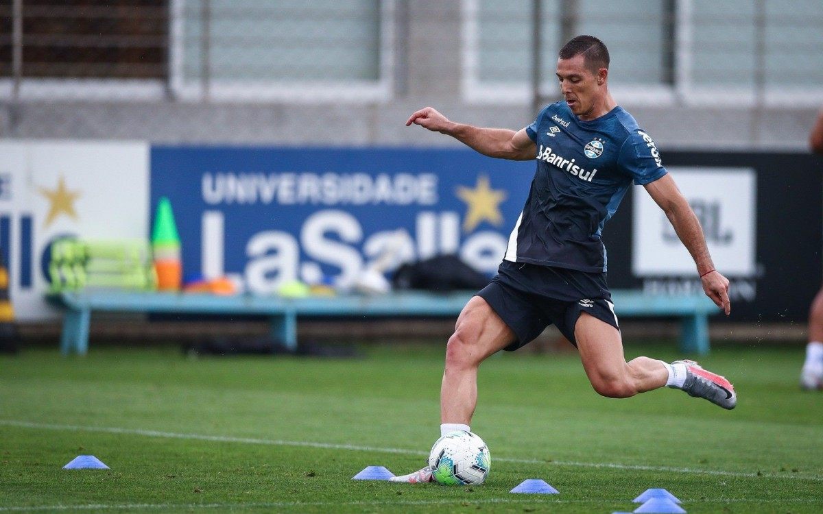 O centroavante argentino Diego Churín é o novo reforço do Grêmio para a sequência da temporada  - Lucas Uebel/Gremio