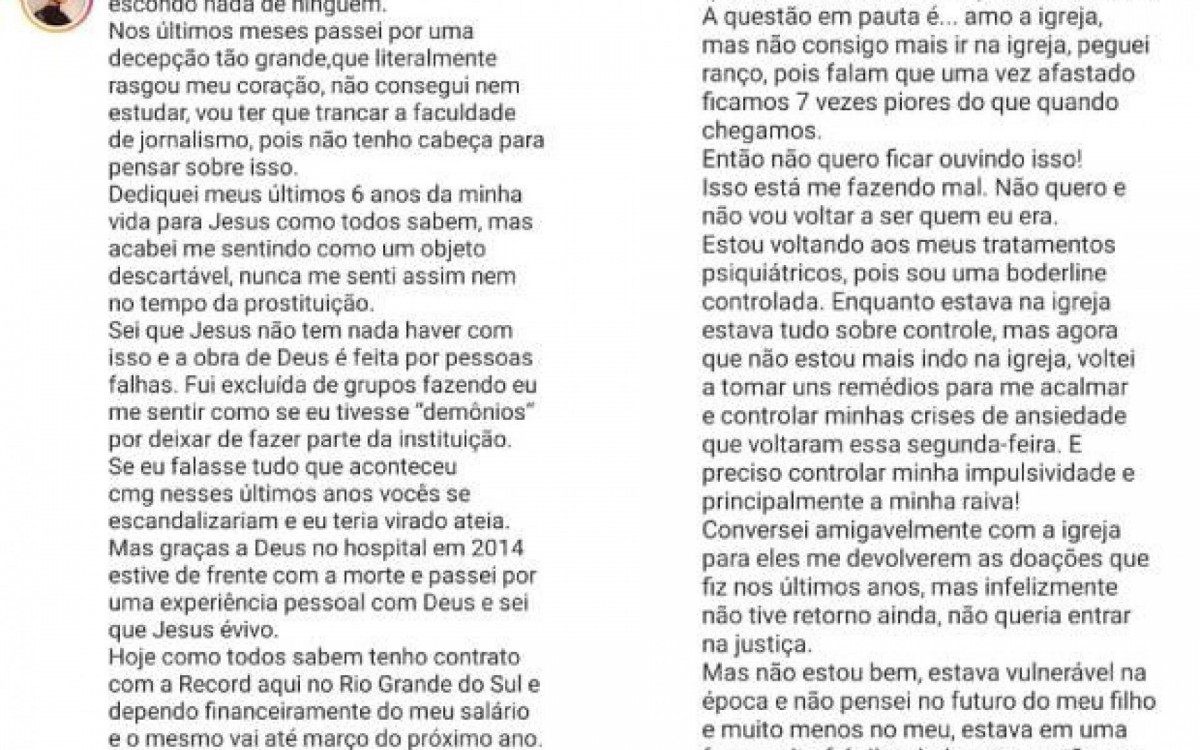 Confira o relato de Andressa