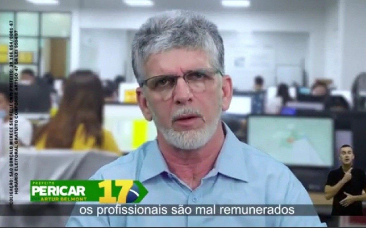 O empresário Ricardo Pericar, do PSL, é um dos nove prefeitáveis gonçalenses - Reprodução/TV