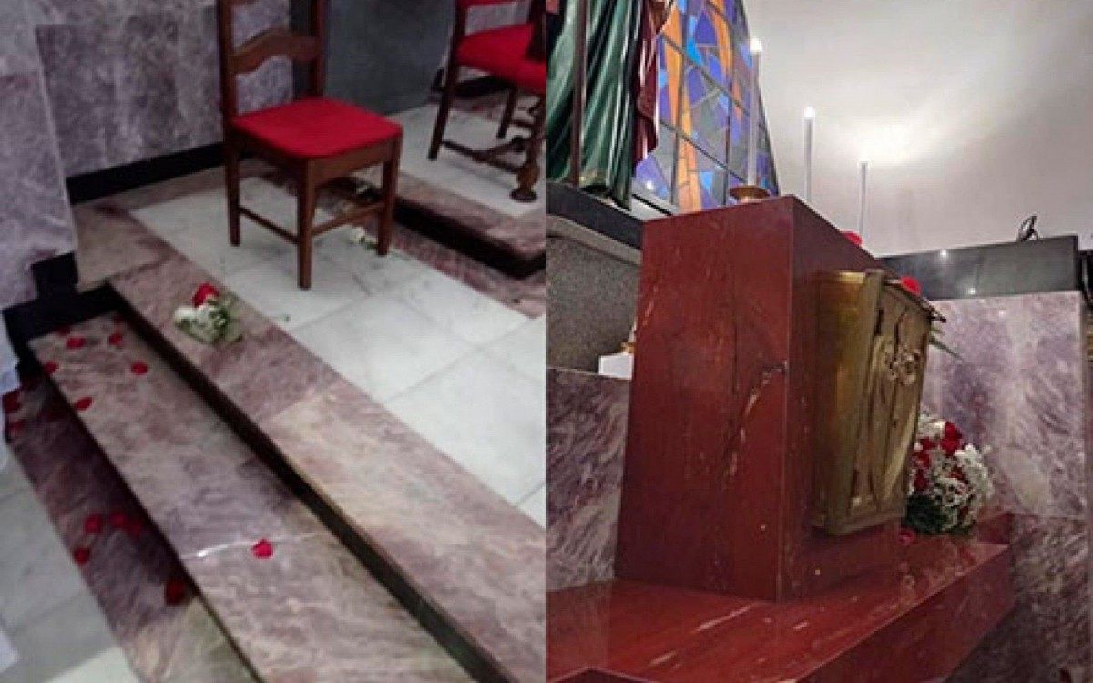 Igreja de S&atilde;o Judas Tadeu teve seu altar violado. Templo j&aacute; tinha sido alvo de furto poucas semanas atr&aacute;s - Reprodu&ccedil;&atilde;o/Internet