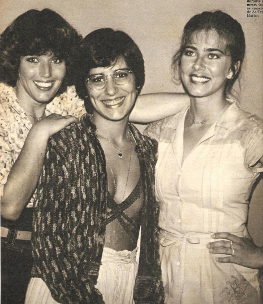 N&aacute;dia Lippi, Gl&oacute;ria Pires e Mait&ecirc; Proen&ccedil;a nos bastidores da novela 'As Tr&ecirc;s Marias' - Reprodu&ccedil;&atilde;o Internet