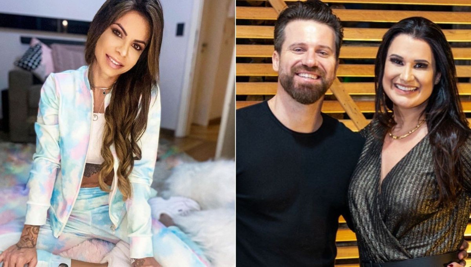 Maria Clara e o ex-casal Marlon e Letícia - Reprodução/Montagem