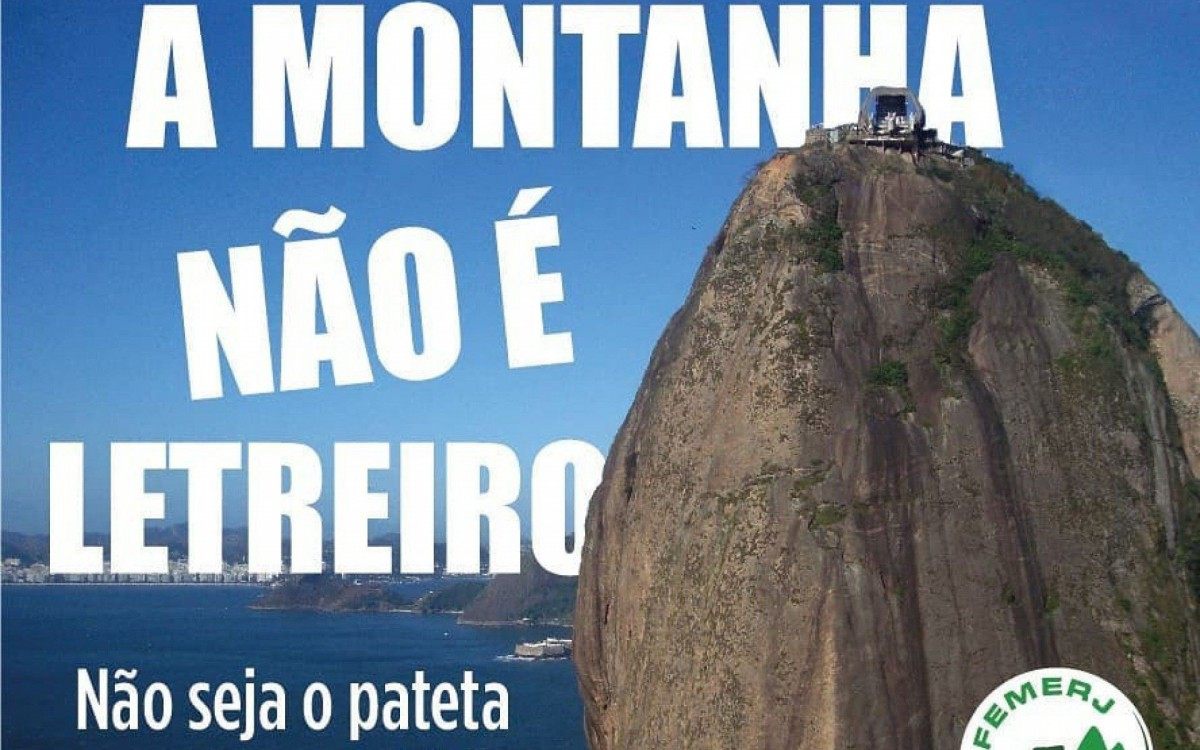 A Federação de Esportes de Montanha do Estado do Rio de Janeiro (FEMERJ) lançou uma campanha repudiando a ação publicitária da Disney+ no Morro do Pão de Açúcar - Reprodução/Instagram