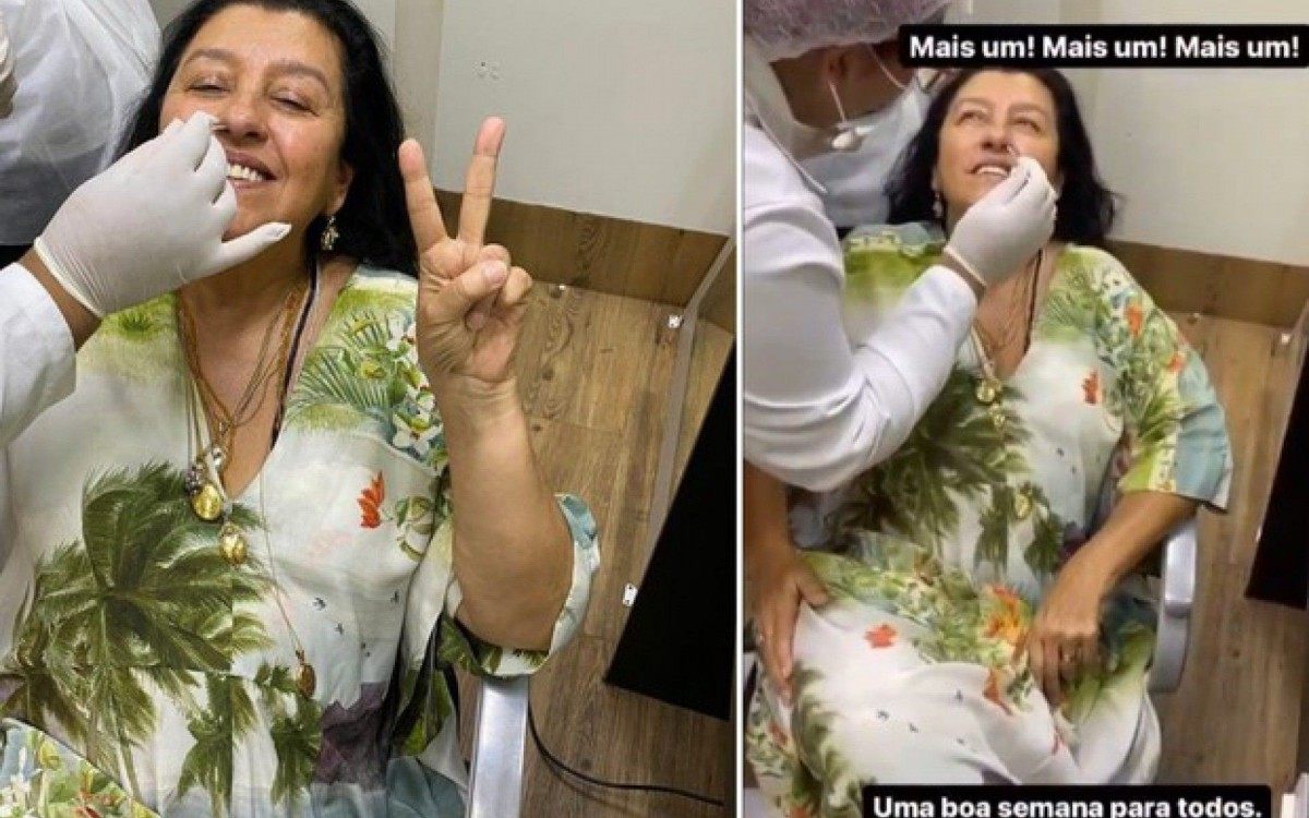 Regina Casé faz teste para covid-19 antes de iniciar as gravações de 'Amor de Mãe - Reprodução Internet