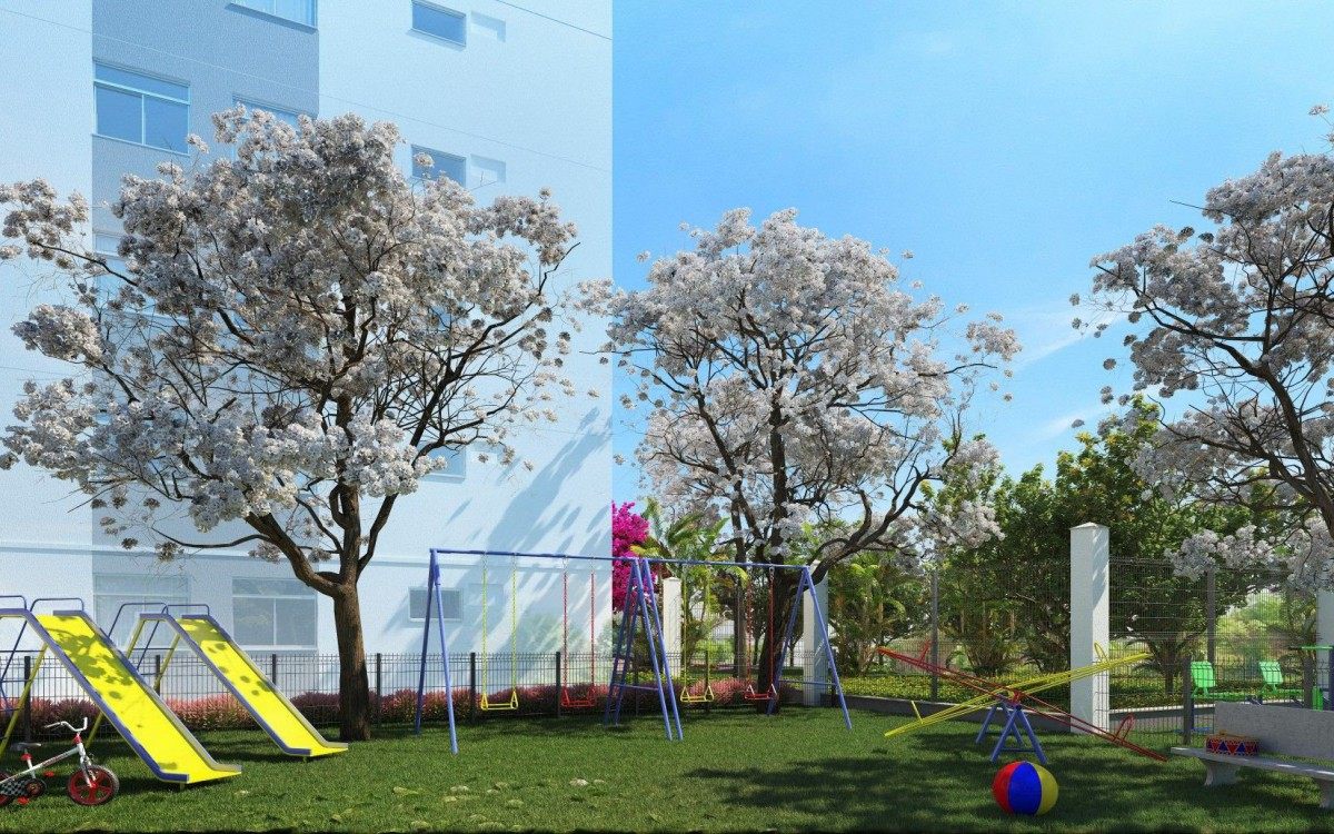 Playground do residencial Villaggio Florença, em Santa Cruz, que tem unidades a partir de R$ 141 mil, com subsídios de até R$ 47.500 e financiamento da Caixa - Freepik