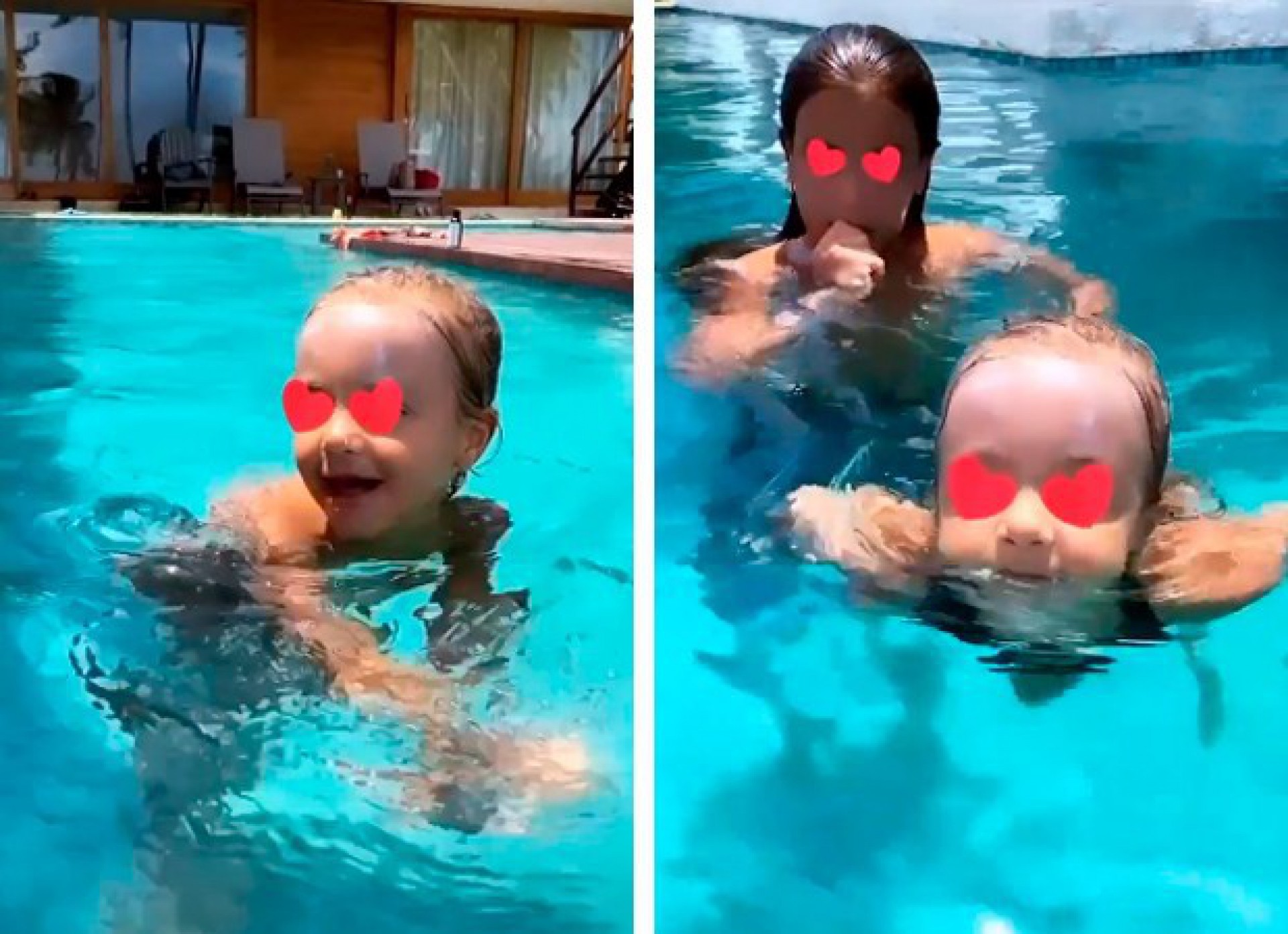 Ivete Sangalo ensina as filhas g&ecirc;meas a nadar  - Reprodu&ccedil;&atilde;o Internet