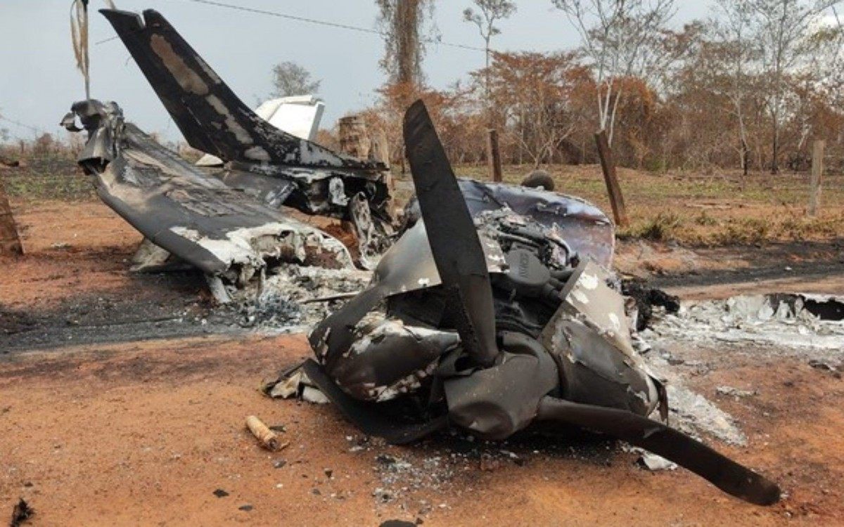 Avião que explodiu na fronteira da Bolívia com Mato Grosso, causando a morte do piloto - Divulgação Polícia Civil MT