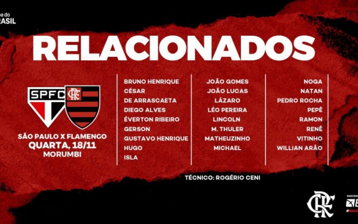 Flamengo enfrenta o São Paulo pela Copa do Brasil - Reprodução