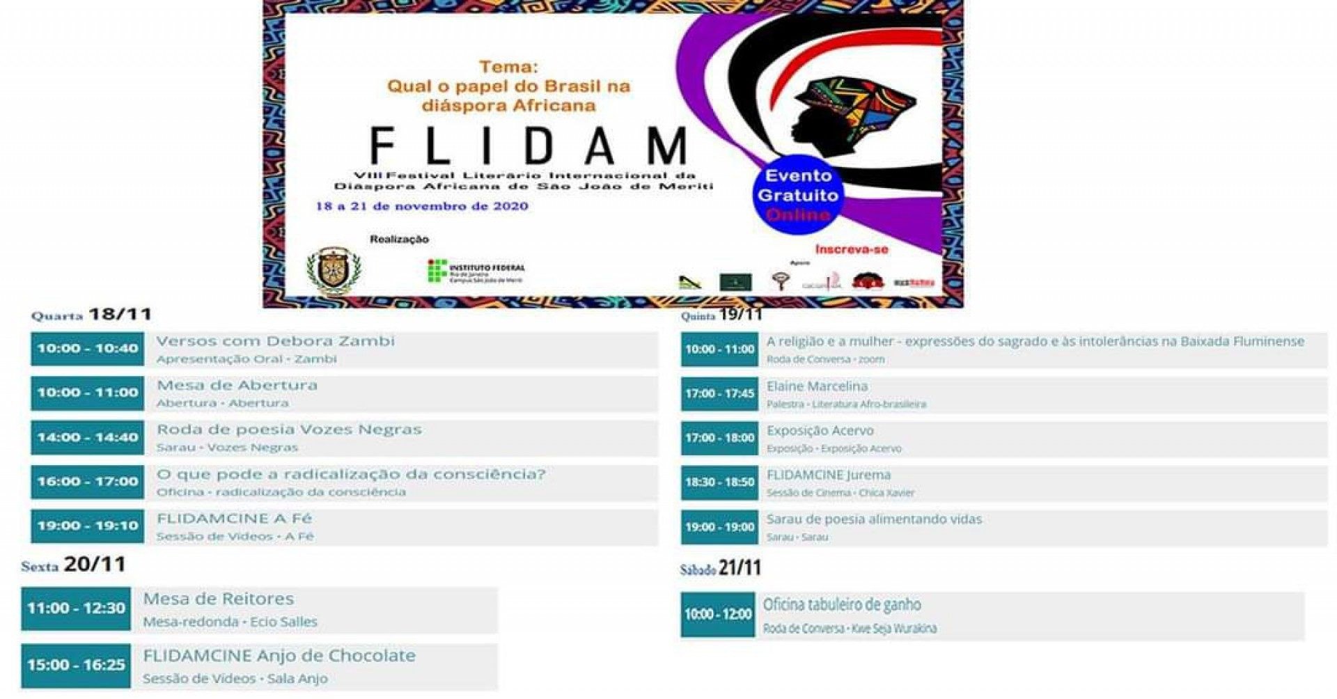 10º FLIDAM - Festival Literário Internacional da Diáspora Africana de São  João de Meriti