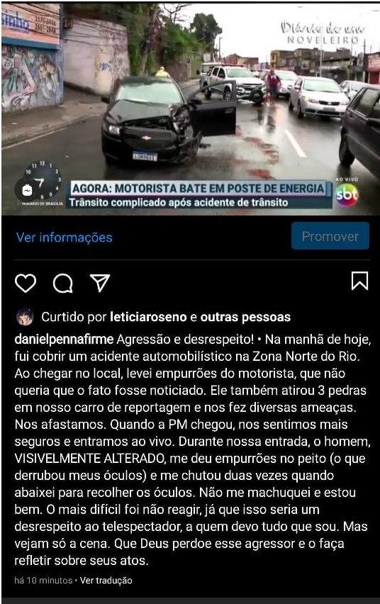 Daniel Penna Firme relatou a agressão sofrida nas redes sociais