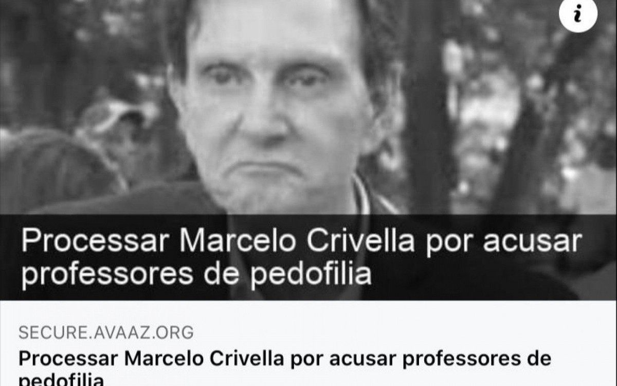 Professores do Rio fazem abaixo-assinado para processar Crivella por fake news sobre pedofilia - Reprodução