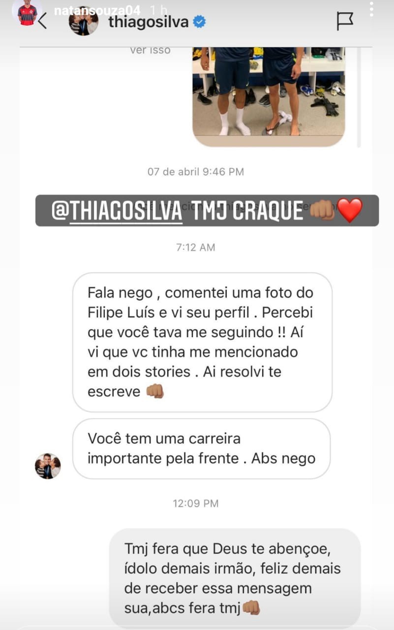 Thiago Silva entrou em contato com Natan - Reprodução Instagram Natan
