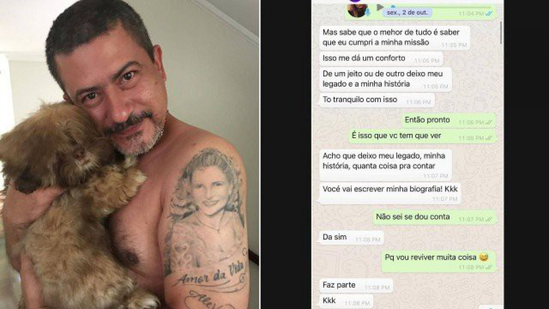 Ex-esposa de Tom Veiga mostra troca de mensagens entre os dois: 'Pressentindo a partida'