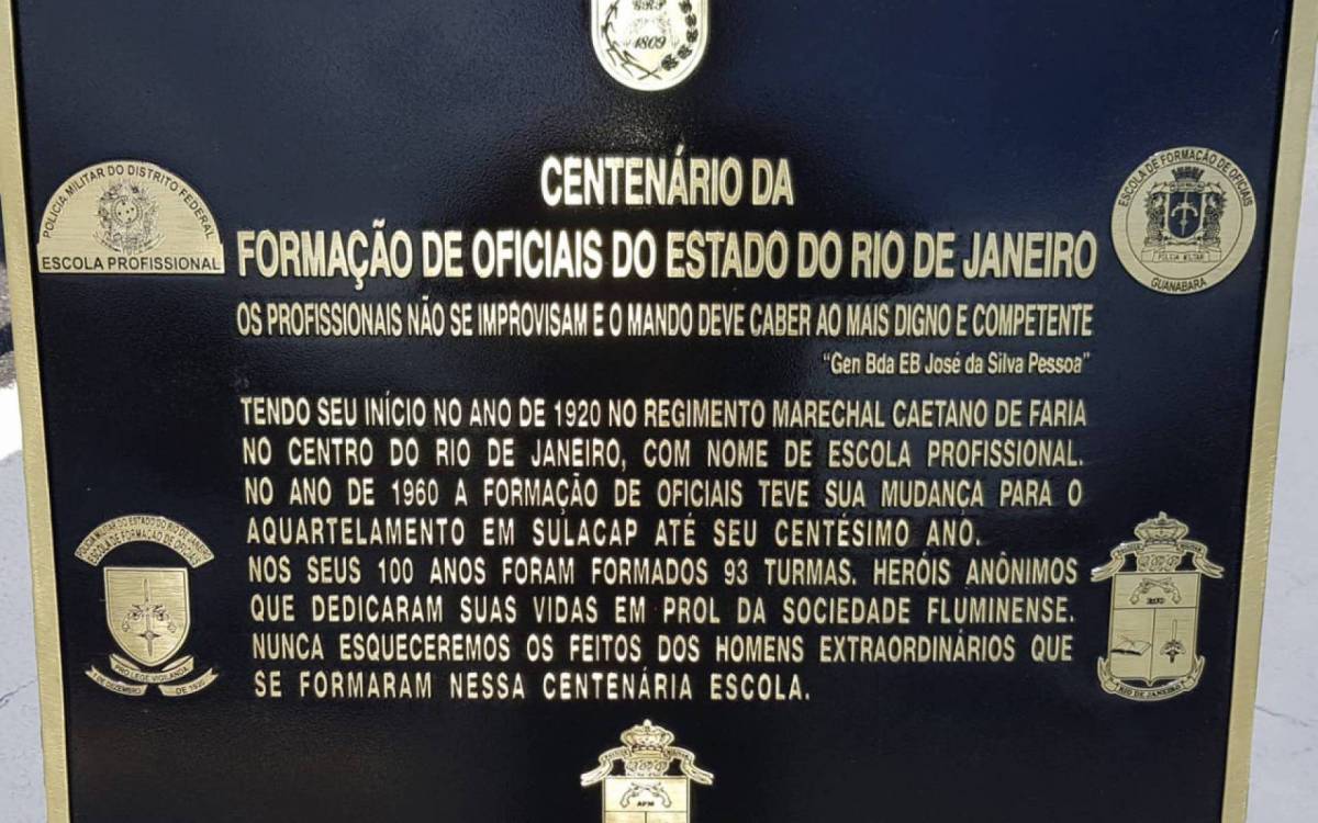 Placa de formação de oficiais do Estado do Rio de Janeiro
