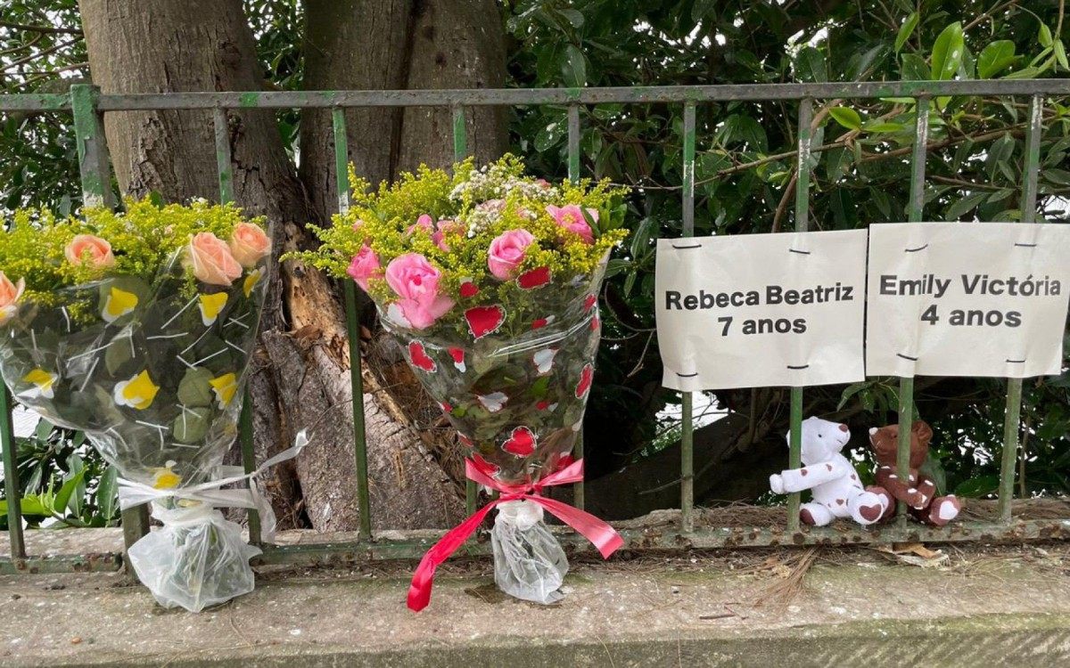 ONG Rio de Paz depositou flores nas placas de Emily e Rebeca - Divulgação