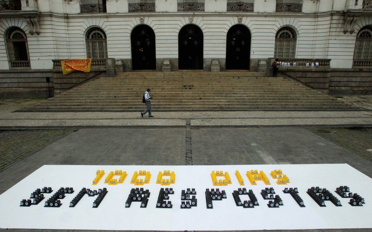 Ato na Cinelândia pela passagem dos mil dias da Morte de Marielle Franco.