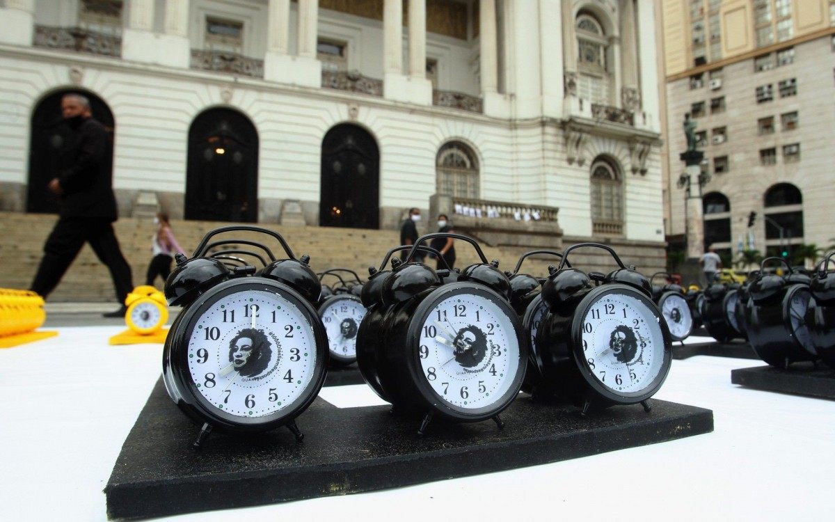 Ato na Cinelândia pela passagem dos mil dias da Morte de Marielle Franco. - Estefan Radovicz / Agencia O Dia