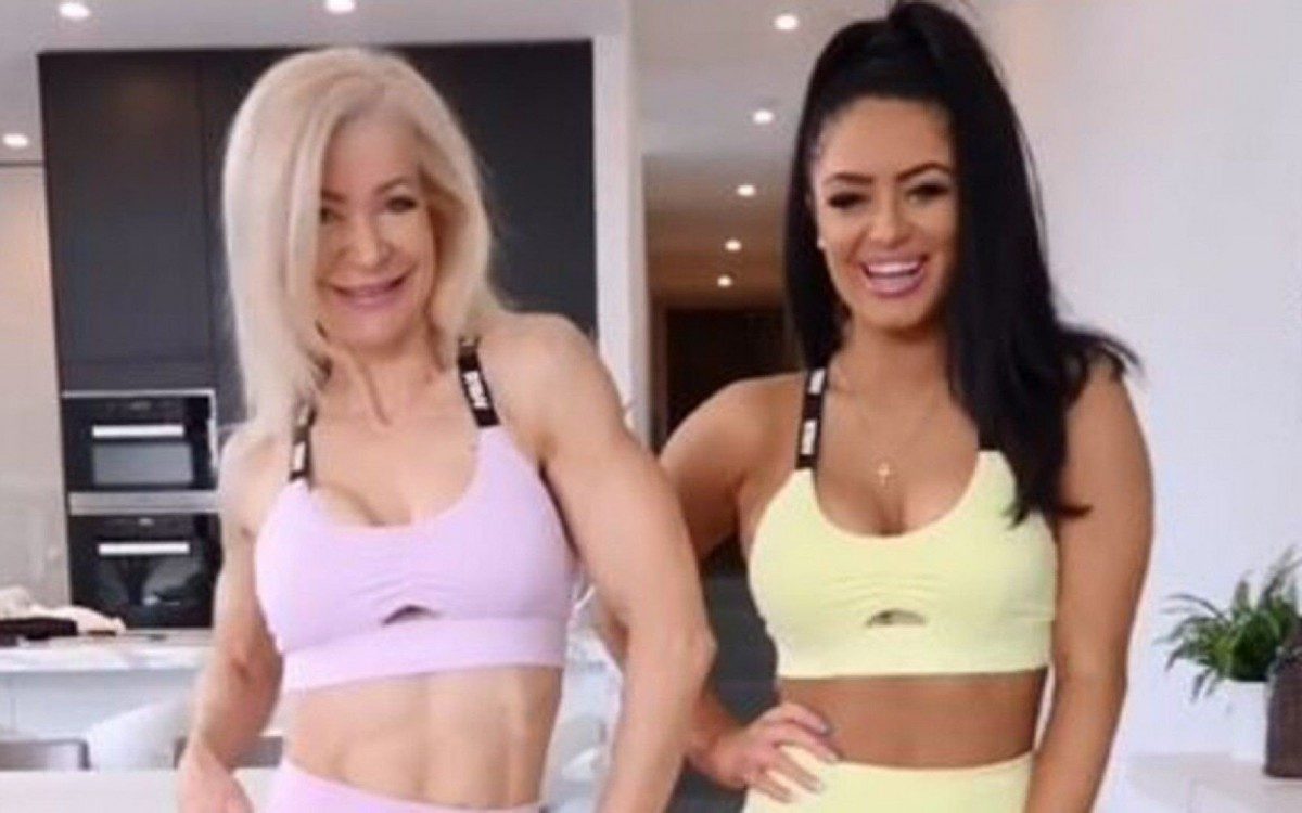 Lesley Maxwell, a vov&oacute; fitness, e Tia Christofi