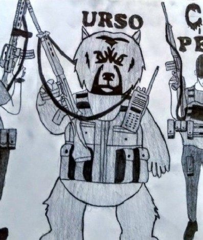 Desenho em rede social sobre a chamada Tropa do Urso, grupo de traficantes liderado por Pedro Bala ou Urso que tem cobrado taxas de moradores  - Reprodu&ccedil;&atilde;o