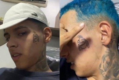 Funkeiro viraliza ao tatuar um frango no rosto