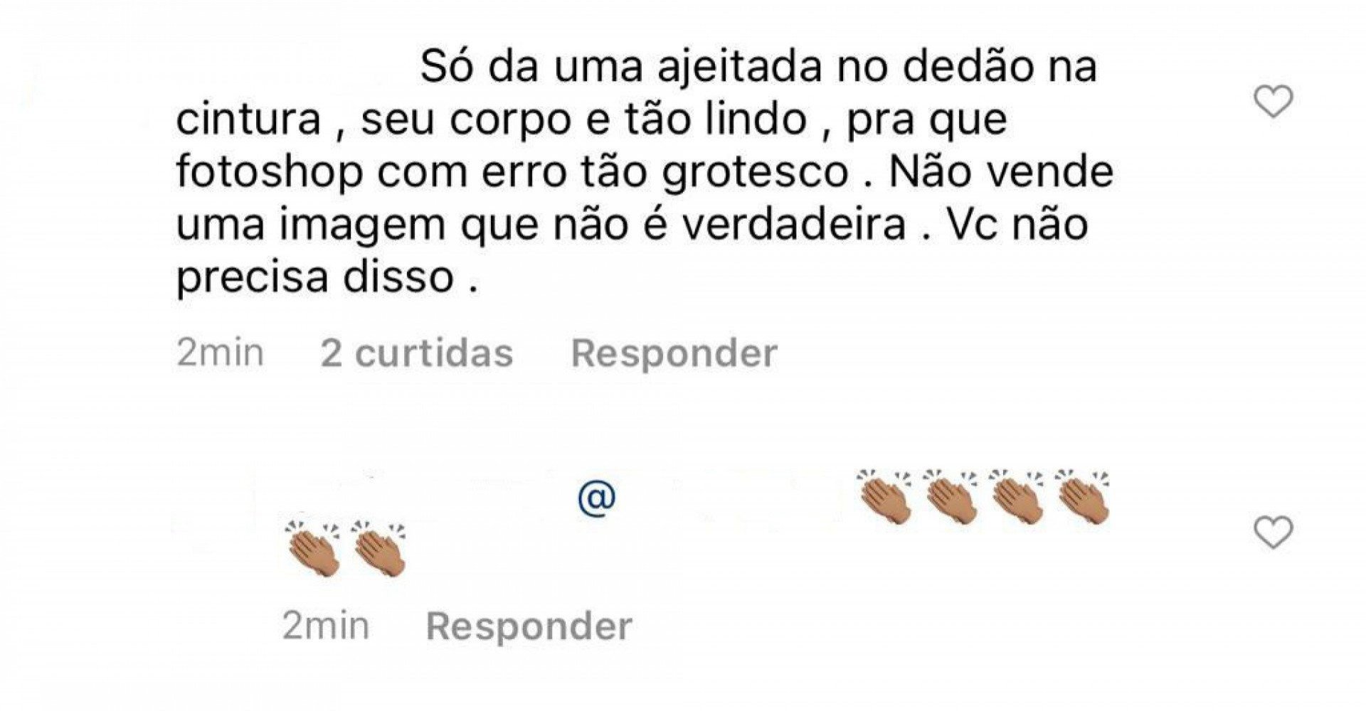 Paula von Sperling recebe críticas por uso de Photoshop - Reprodução Internet