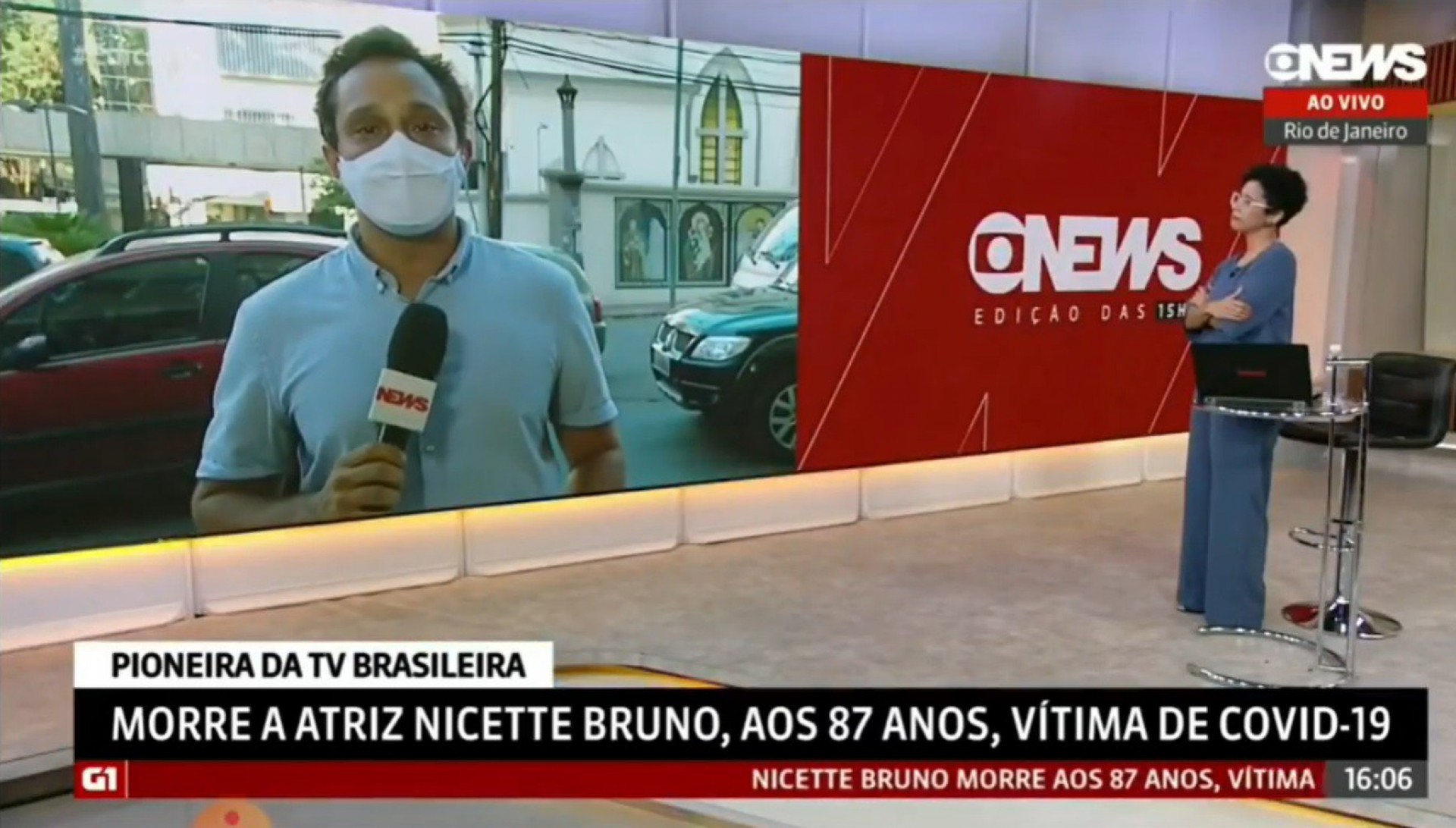 Repórter chora ao lembrar perda da mãe por covid-19 ao noticiar morte de Nicette Bruno
