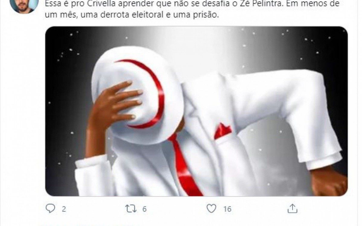 Meme com a entidade do Zé Pelintra viraliza após a prisão do prefeito afastado Marcelo Crivella - Reprodução/Twitter
