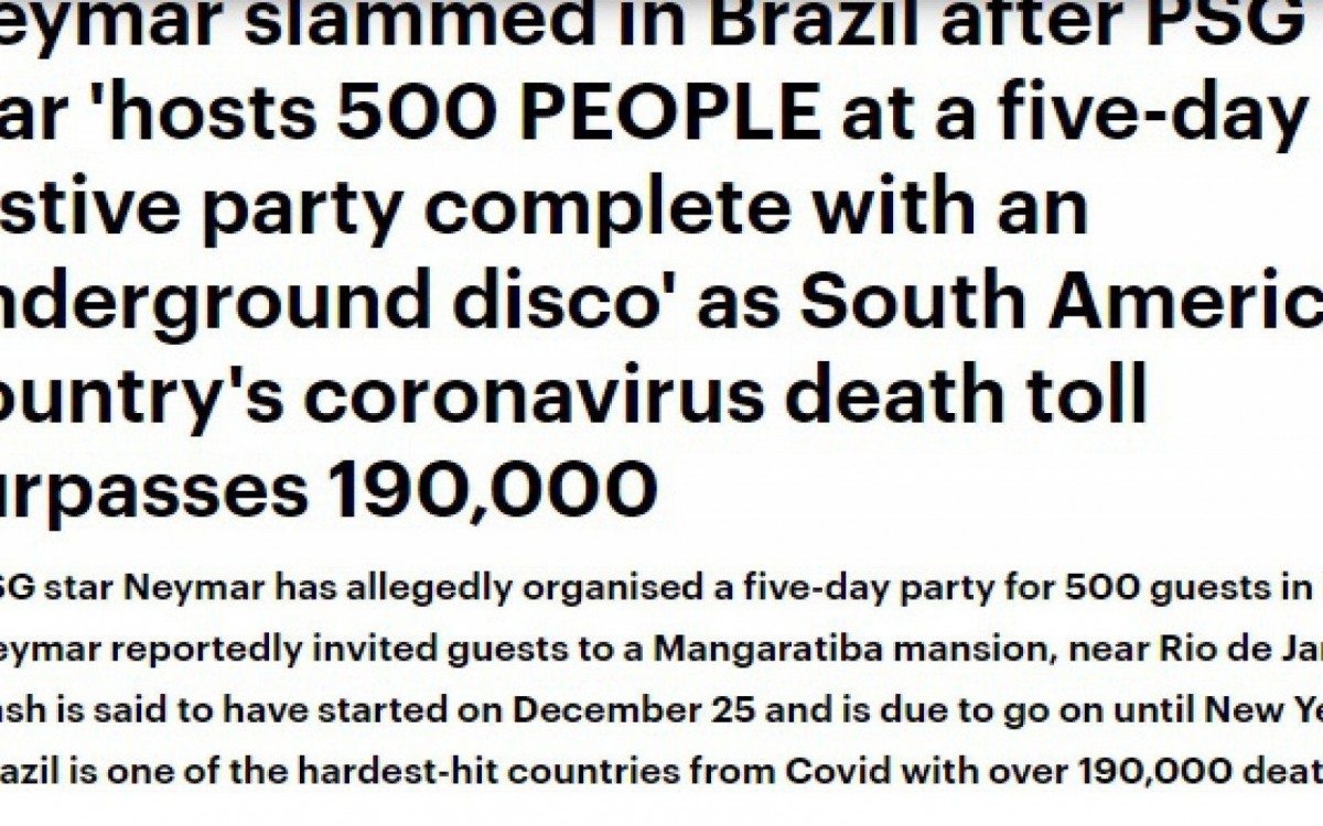 Post sobre festa de Neymar