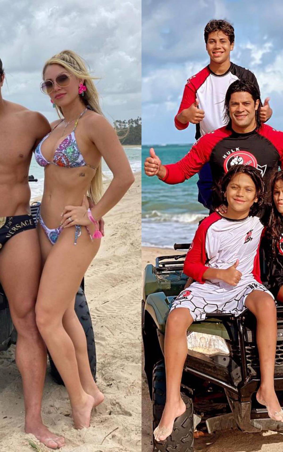 Filhos de Hulk curtem f&eacute;rias com o pai e a prima madrasta 