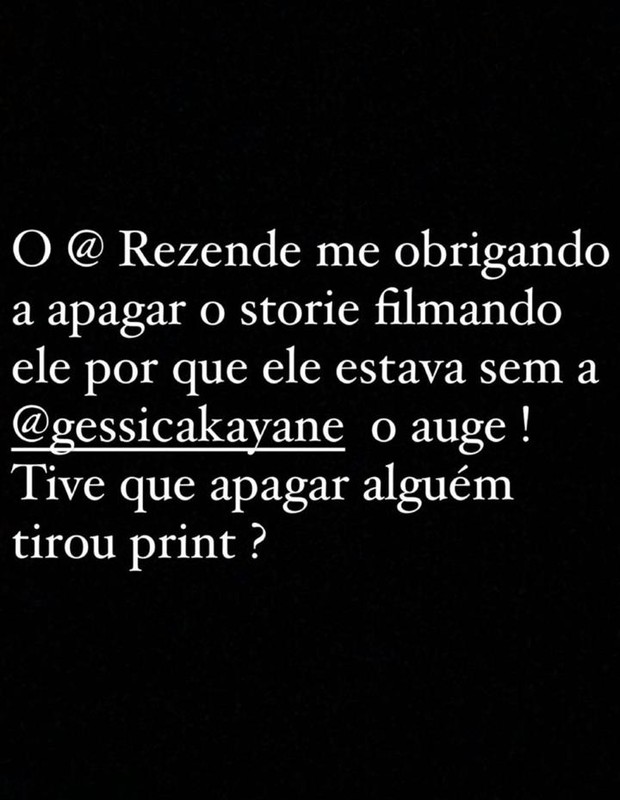 A criadora de conteúdo digital Alice Pradda resolveu contar sobre a festa que Rezende foi sem GKay