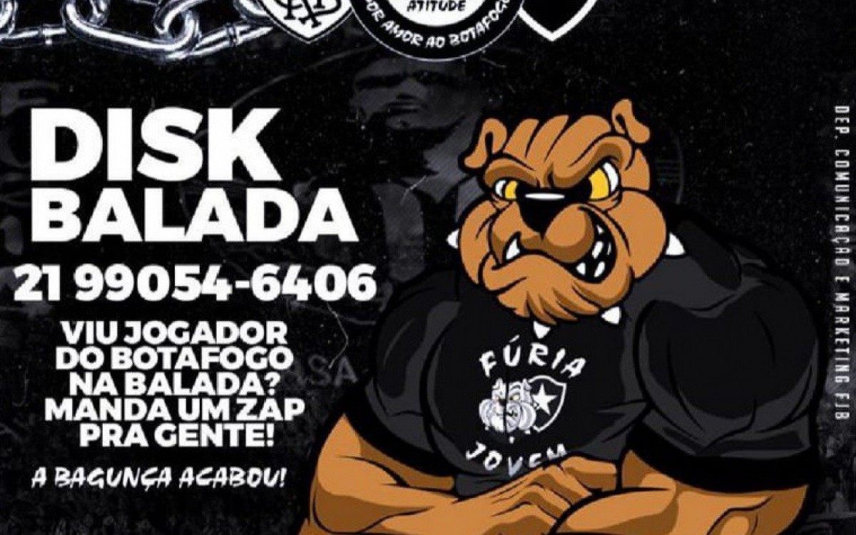 A Fúria Jovem do Botafogo lançou um serviço para monitorar jogadores na noitada - Reprodução