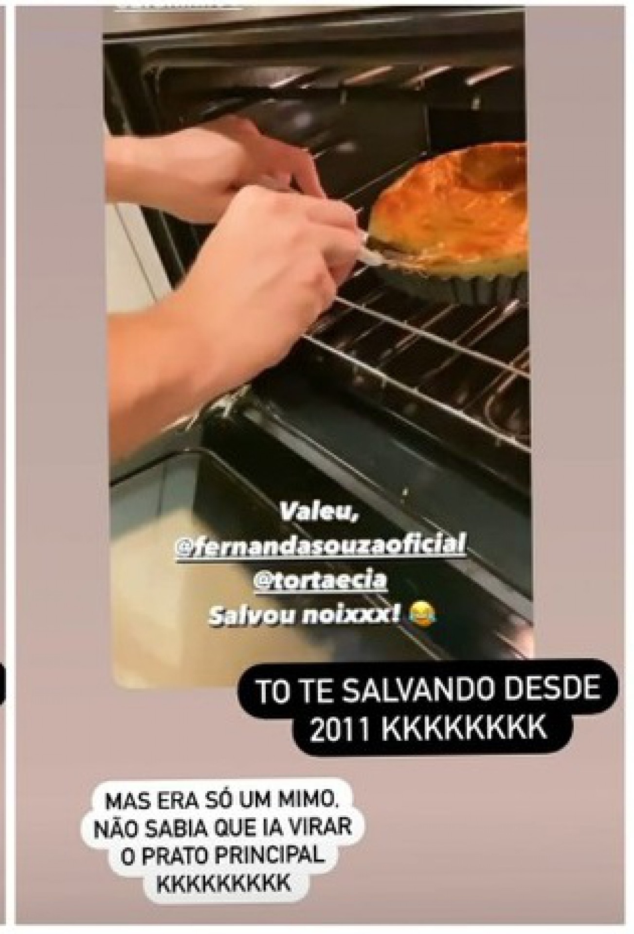 Thiaguinho e Bruninho agradecem Fernanda Souza por torta - reprodução do instagram