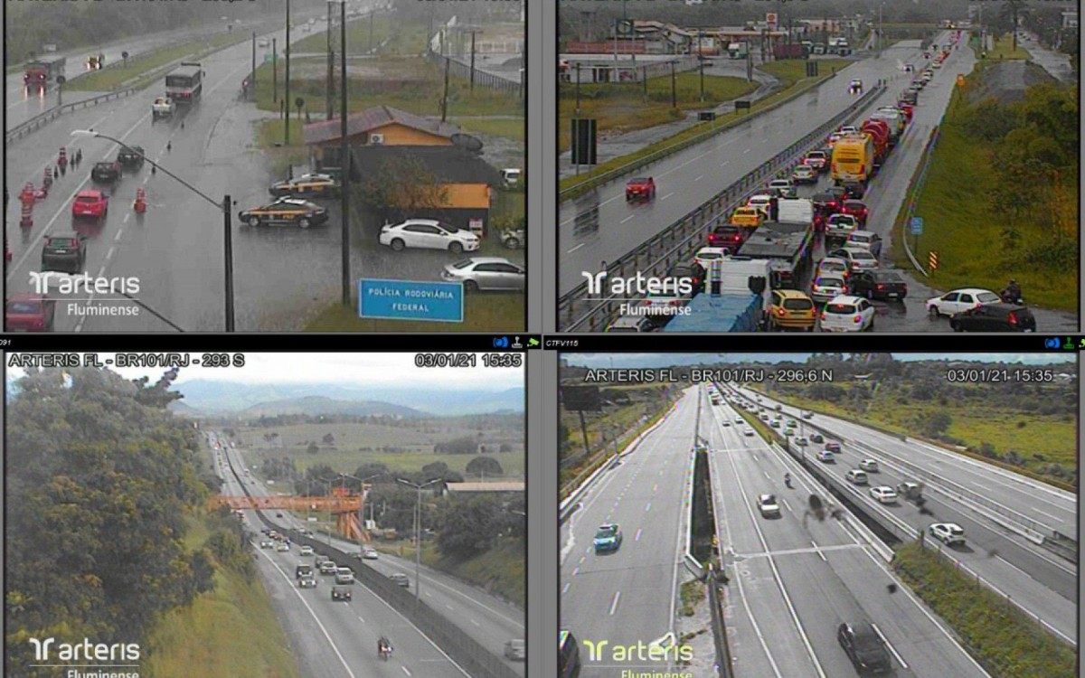 BR-101 apresenta fluxo intenso no sentido Rio de Janeiro - Reprodução/Arteris Fluminense