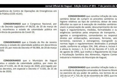 Em Itaguaí, decreto prorroga medidas restritivas de combate à Covid-19 