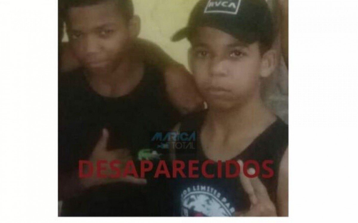 Carlos Rafael, de 14 anos, e Ray Rodrigues Pinheiros desapareceram no bairro de São José do Imbassaí, em Maricá, no último sábado (09). Quem tiver informações entre em contato pelo número 21 97156-9337 ou 21 99750-1116, ou entre em contato com a Delegacia de Maricá. - Foto: Maricatotal