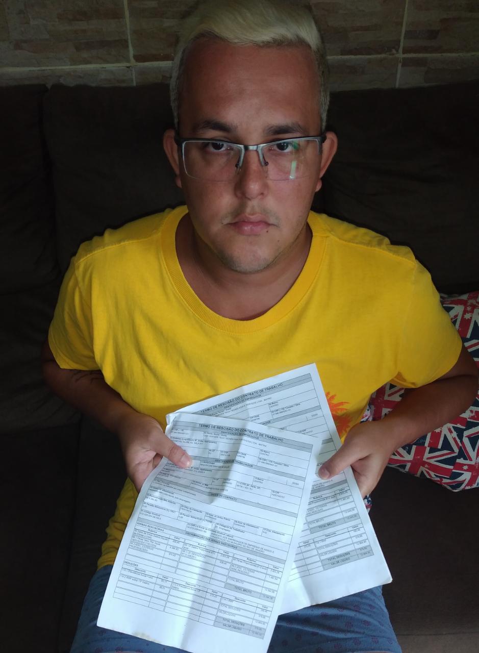 Maicon dos Santos Sales, ex-funcionário da Gaia, diz que ainda não recebeu seus direitos trabalhistas