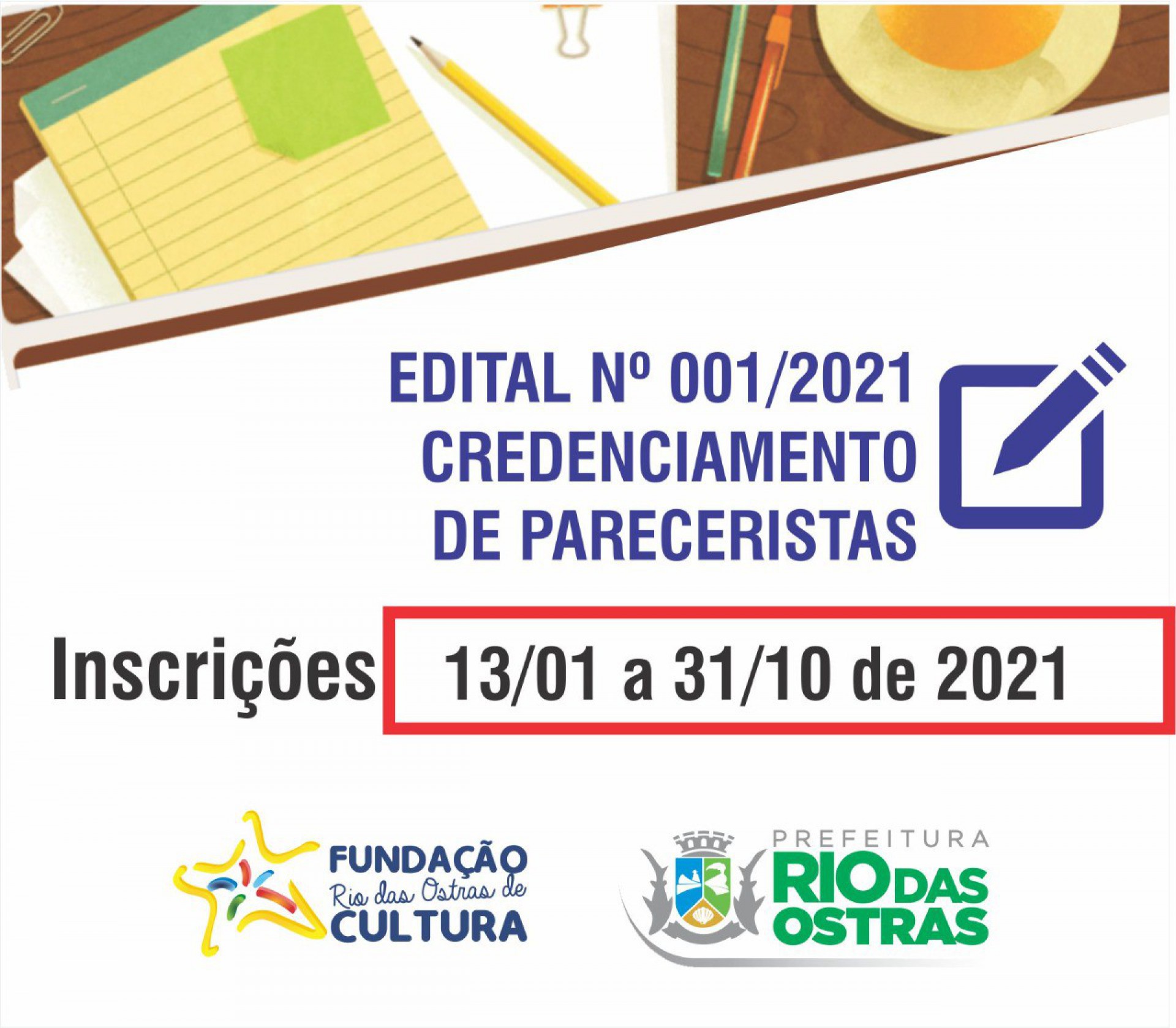 Rio das Ostras publica edital para cadastramento de pareceristas da Cultura