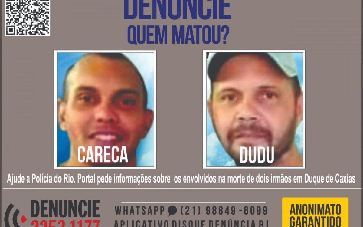 Irmãos Eduardo e Elson de Andrade foram mortos na tarde deste sábado em Duque de Caxias  - Foto: Divulgação / Portal dos Procurados