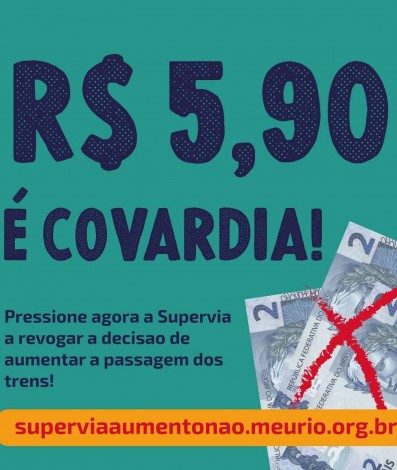 Campanha virtual pede o cancelamento do reajuste de 25% no valor da tarifa de trens - Reprodução/ Internet