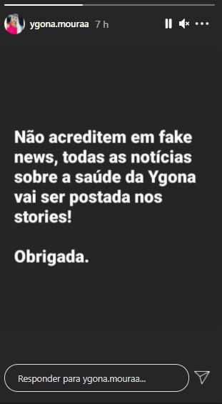 Post da m&atilde;e de Ygona Moura