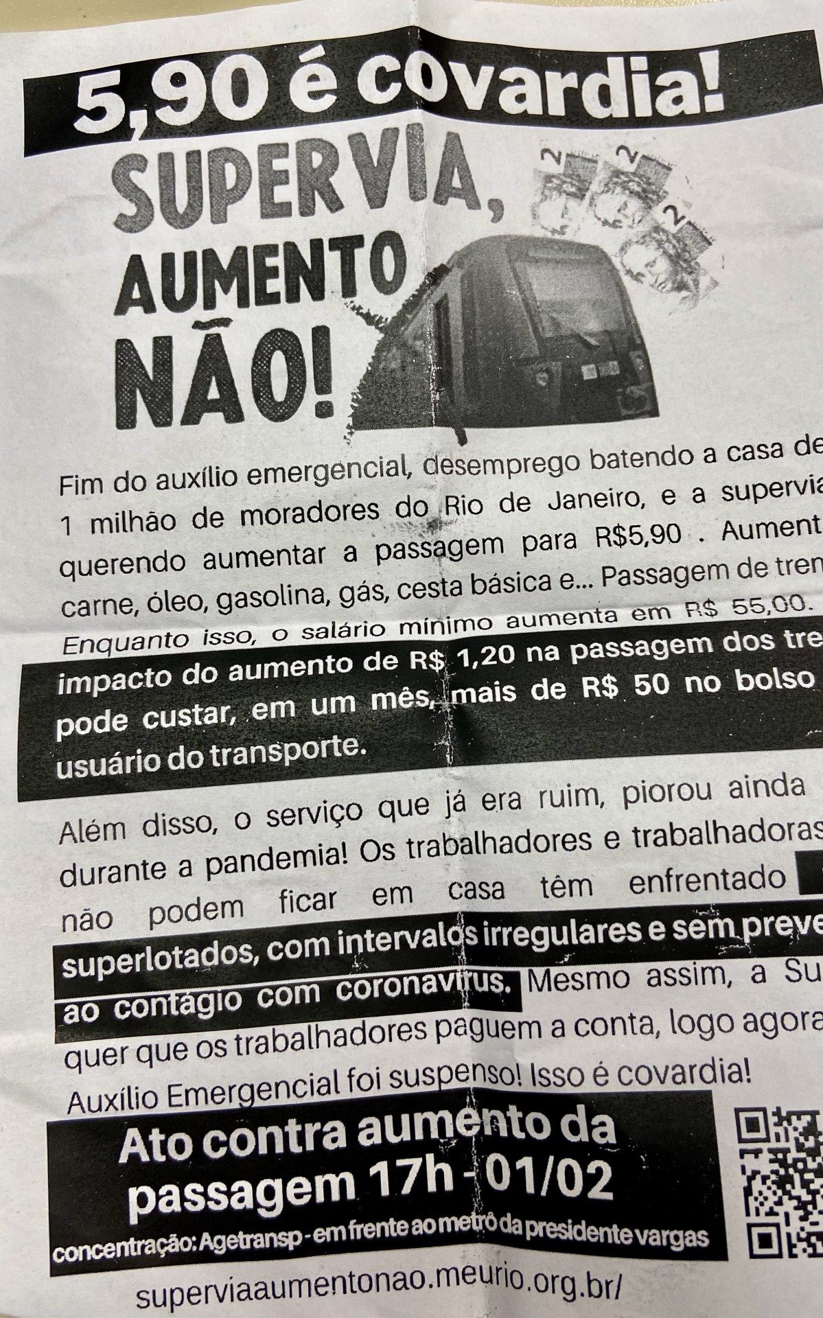 Panfleto distribuído em São Cristóvão - Divulgação