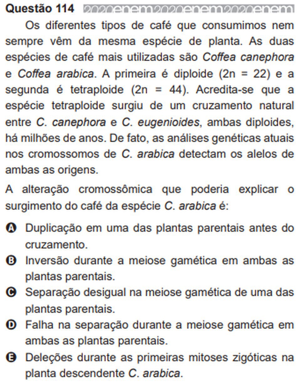 Questão anulada no Enem - Reprodução