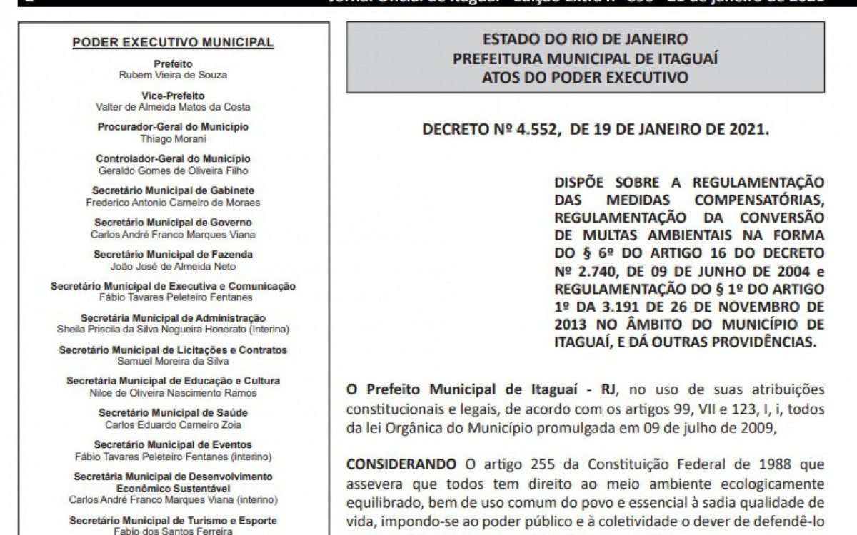 Reprodução do Jornal Oficial: decreto tem 24 artigos e já está em vigor
