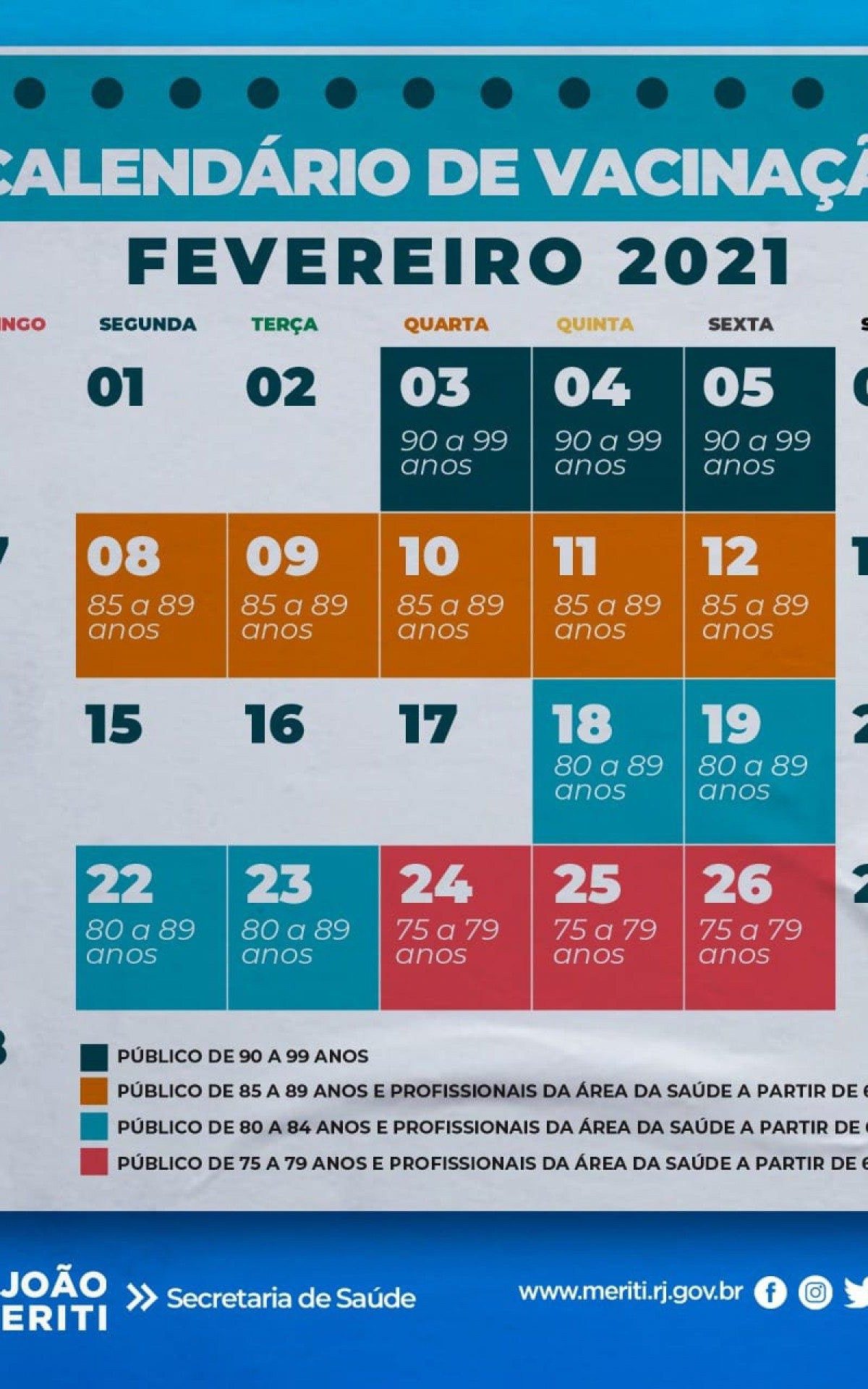Calendário de Vacinação Fevereiro 2021, em Meriti