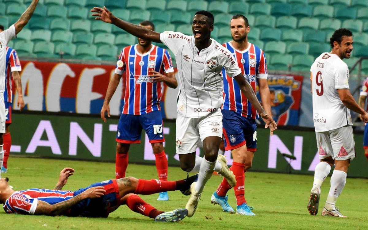 Luiz Henrique comemora seu gol no primeiro tempo, contra o Bahia - Mailson Santana/Fluminense FC