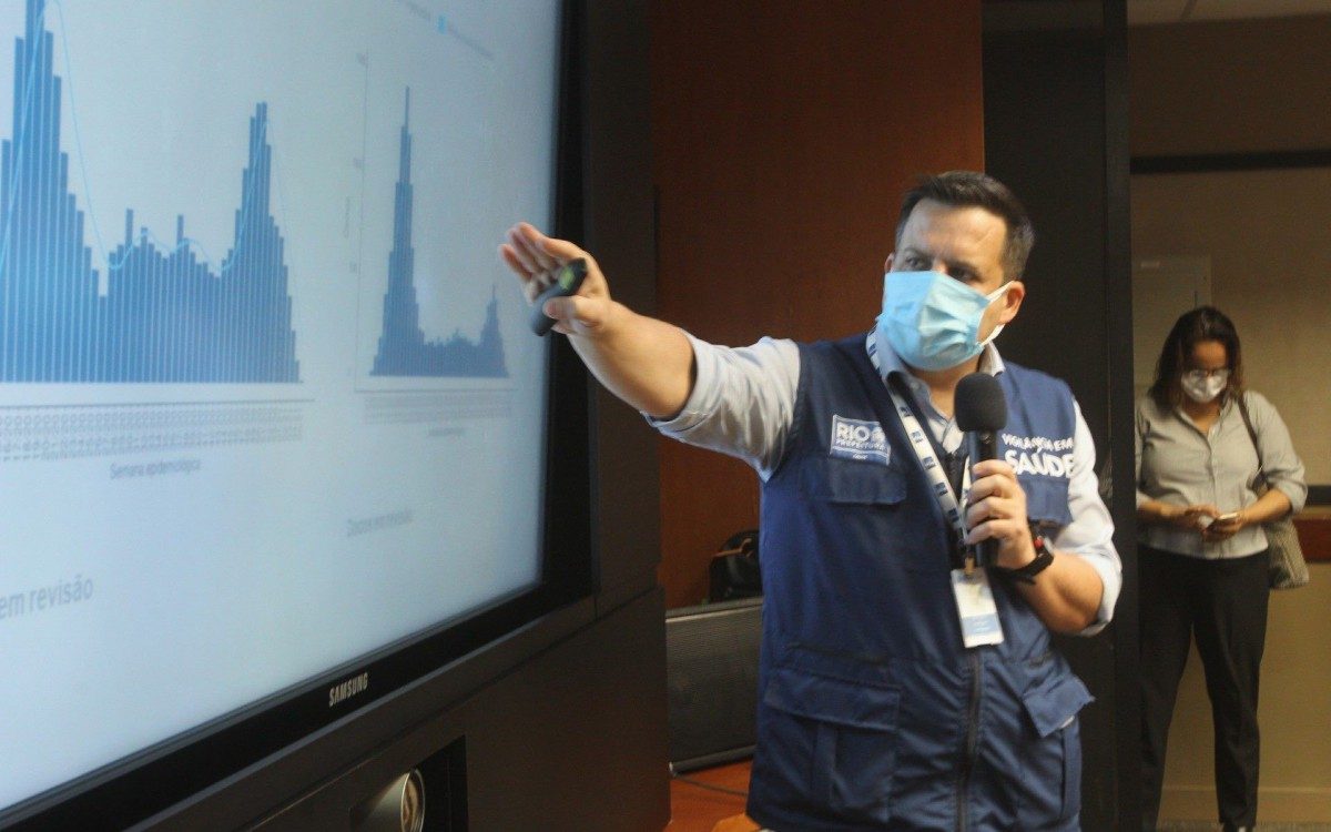 Diretor do Centro de Opera&ccedil;&otilde;es, Marcio Garcia apresenta os n&uacute;meros da covid-19 na cidade - Estefan Radovicz / Agencia O Dia