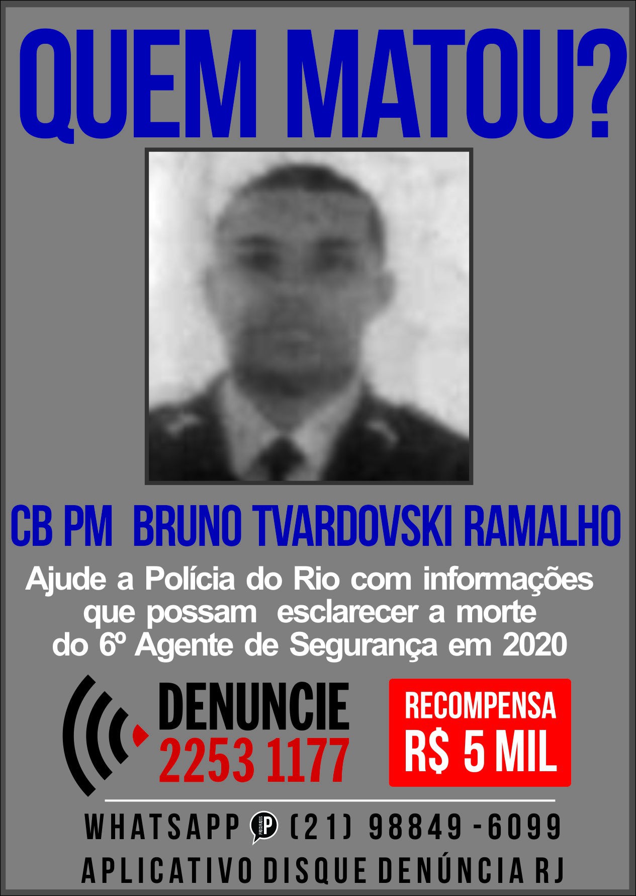 O Portal dos Procurados pede informações sobre os envolvidos na morte de policial militar em Rocha Miranda - Divulgação